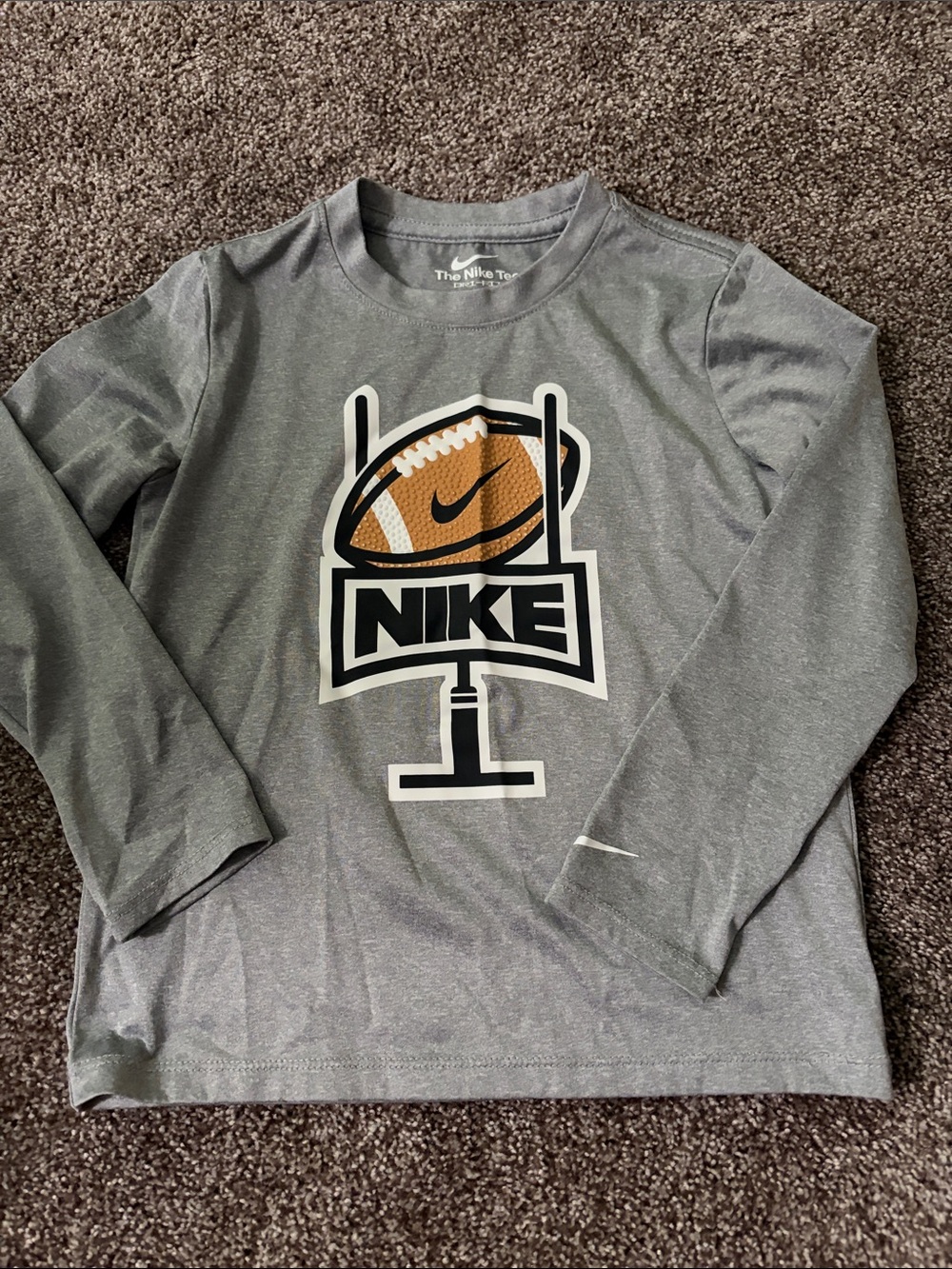 Nike Gray Long-Sleeve Tee with Football Logo